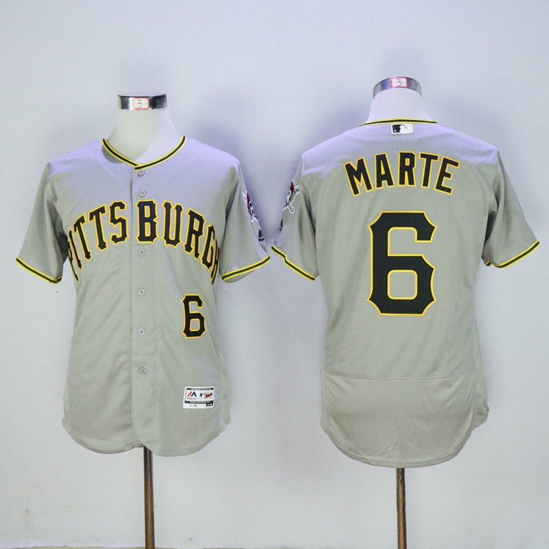 Men Pittsburgh Pirates #6 Marte Grey Elite MLB Jerseys->pittsburgh pirates->MLB Jersey